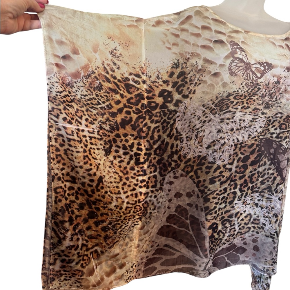 GORGEOUS Leopard/Butterfly Print Women's Top 2X #U - Picture 3 of 4